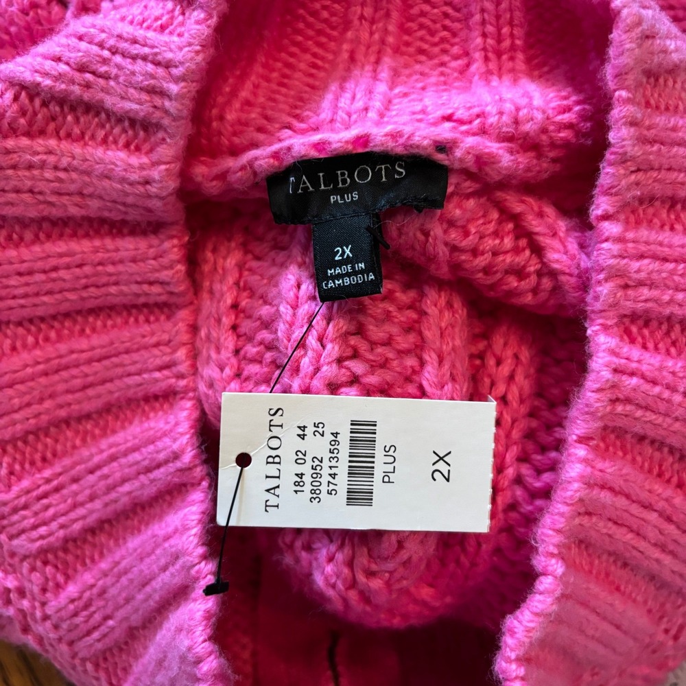 NEW NWT Talbots Pink Knit Zip-Front Cardigan 2X - Picture 4 of 7